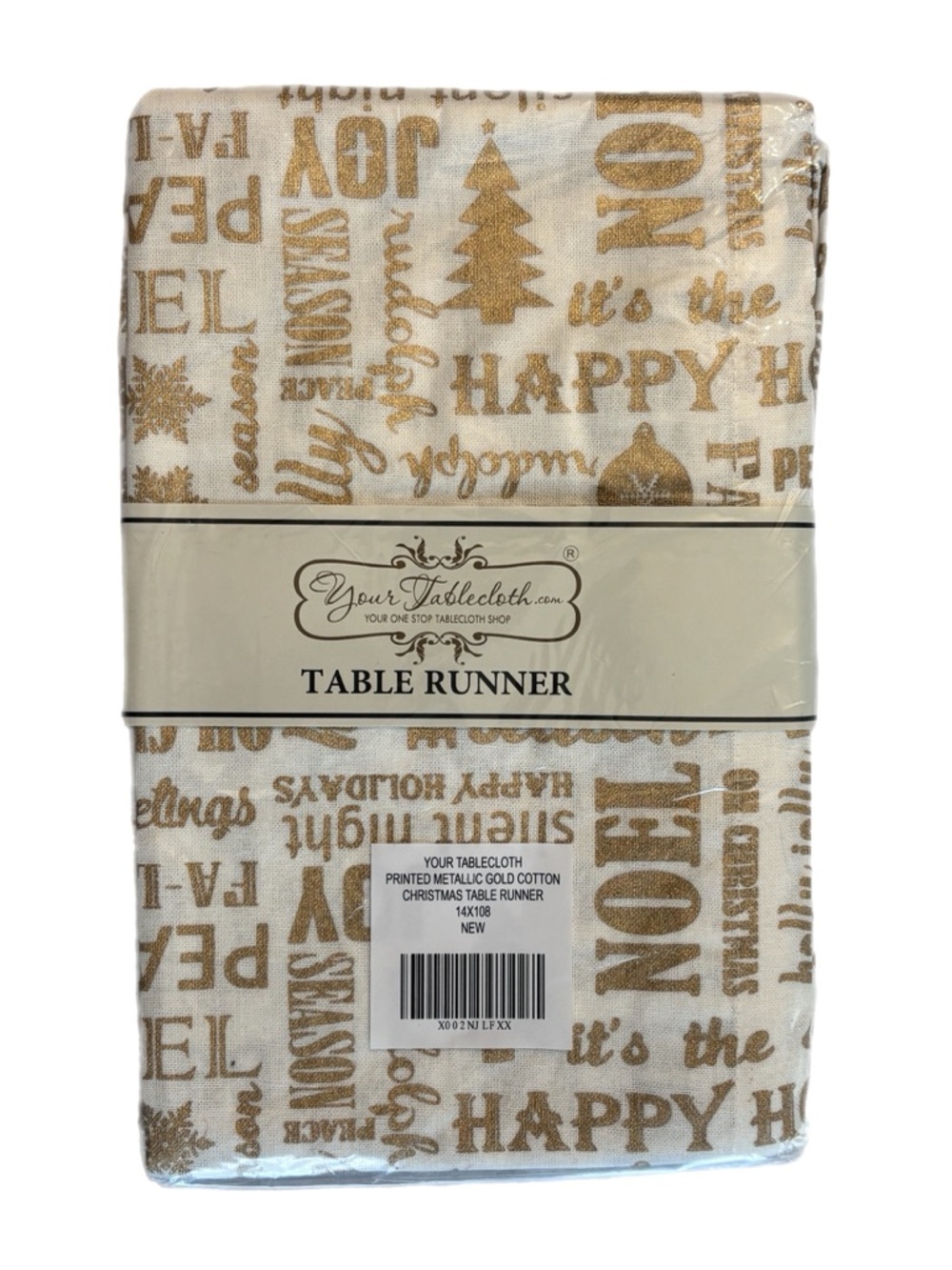 Metallic Gold & Cream Christmas Holiday Table Runner